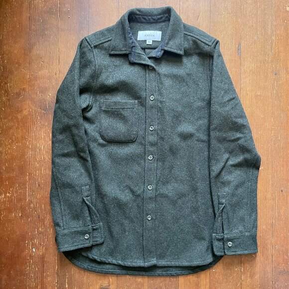 Anian Modern Melton Women Olive Wool Shacket XS - Picture 1 of 7
